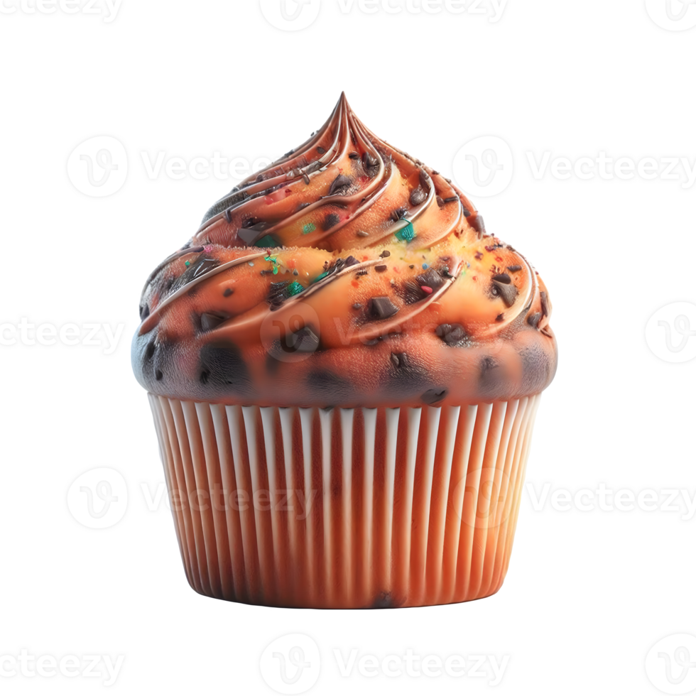 AI generated Isolated sweet ice cream muffin Transparent Background, PNG Format, Generative AI