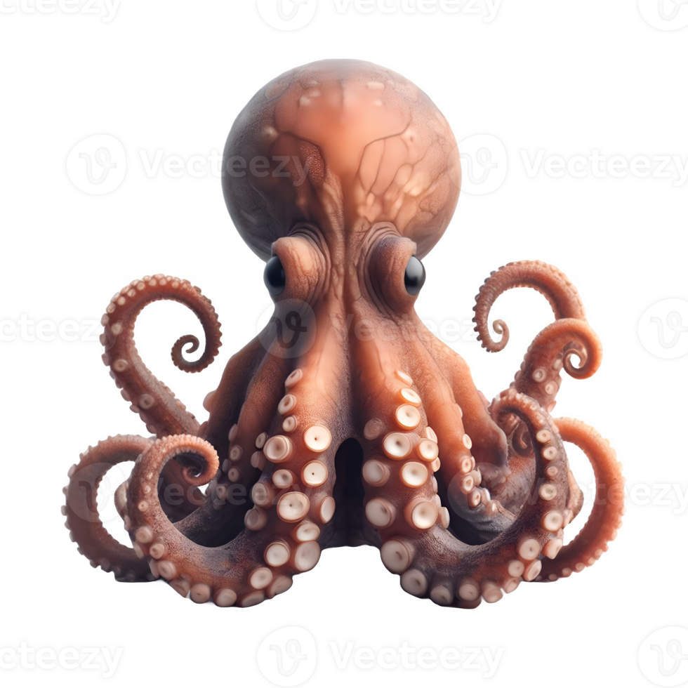 Isolated octopus animal on a transparent background, PNG Format
