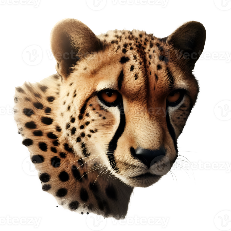 Isolated Cheetah animal on a transparent background, PNG Format
