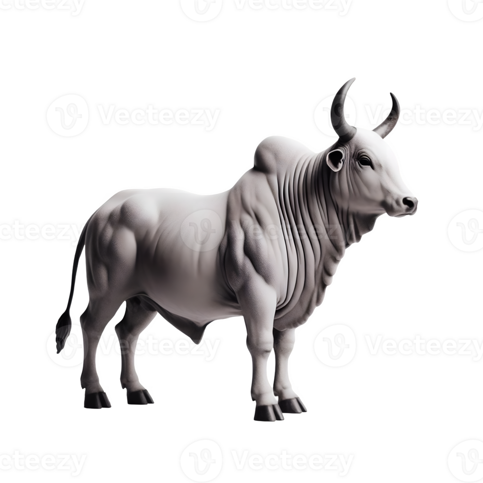 Isolated Indian Ox animal on a transparent background, PNG Format