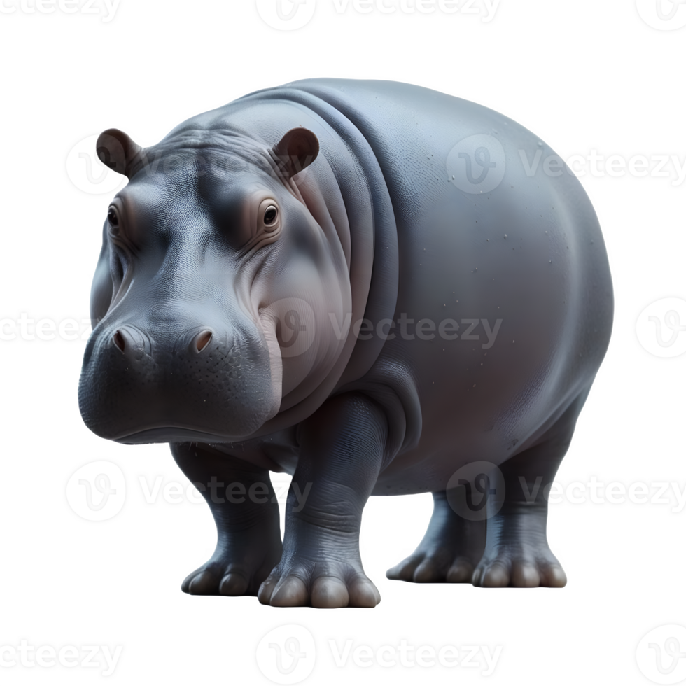 Isolated Hippo animal on a transparent background, PNG Format