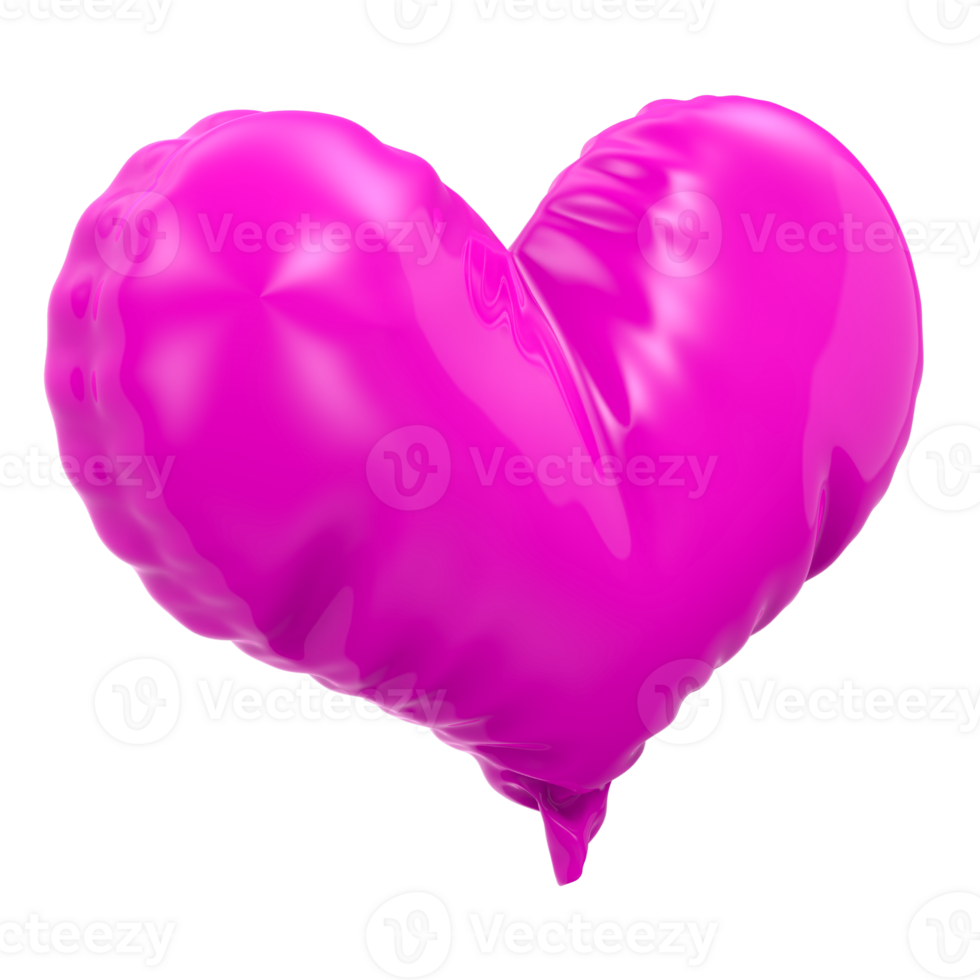 Pink Heart Balloon 3D Rendering png