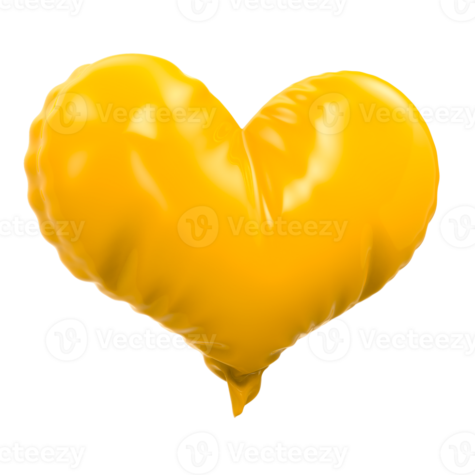 Yellow Heart Balloon 3D Rendering png