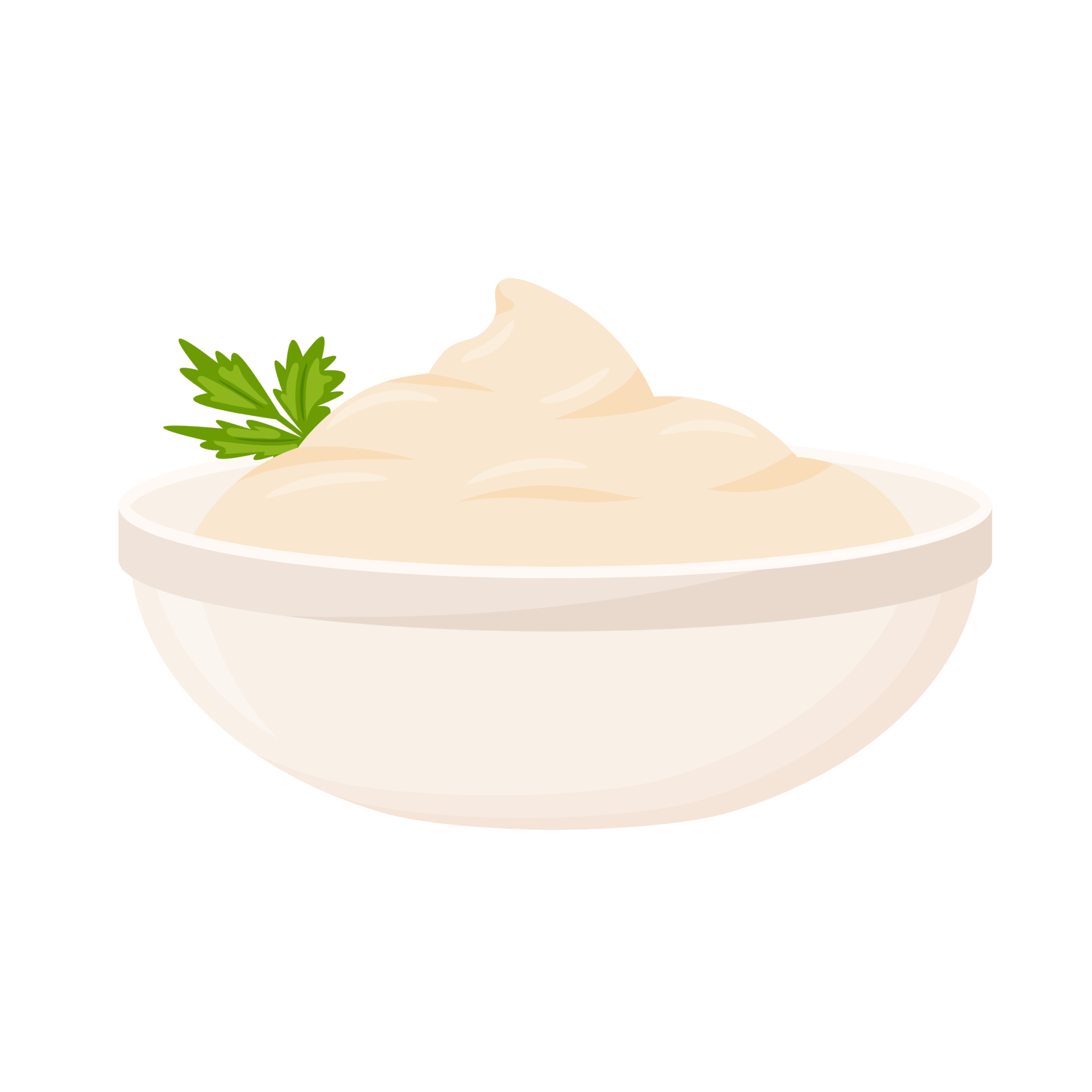 White sour cream sauce with herbs in a bowl. Fresh organic yogurt