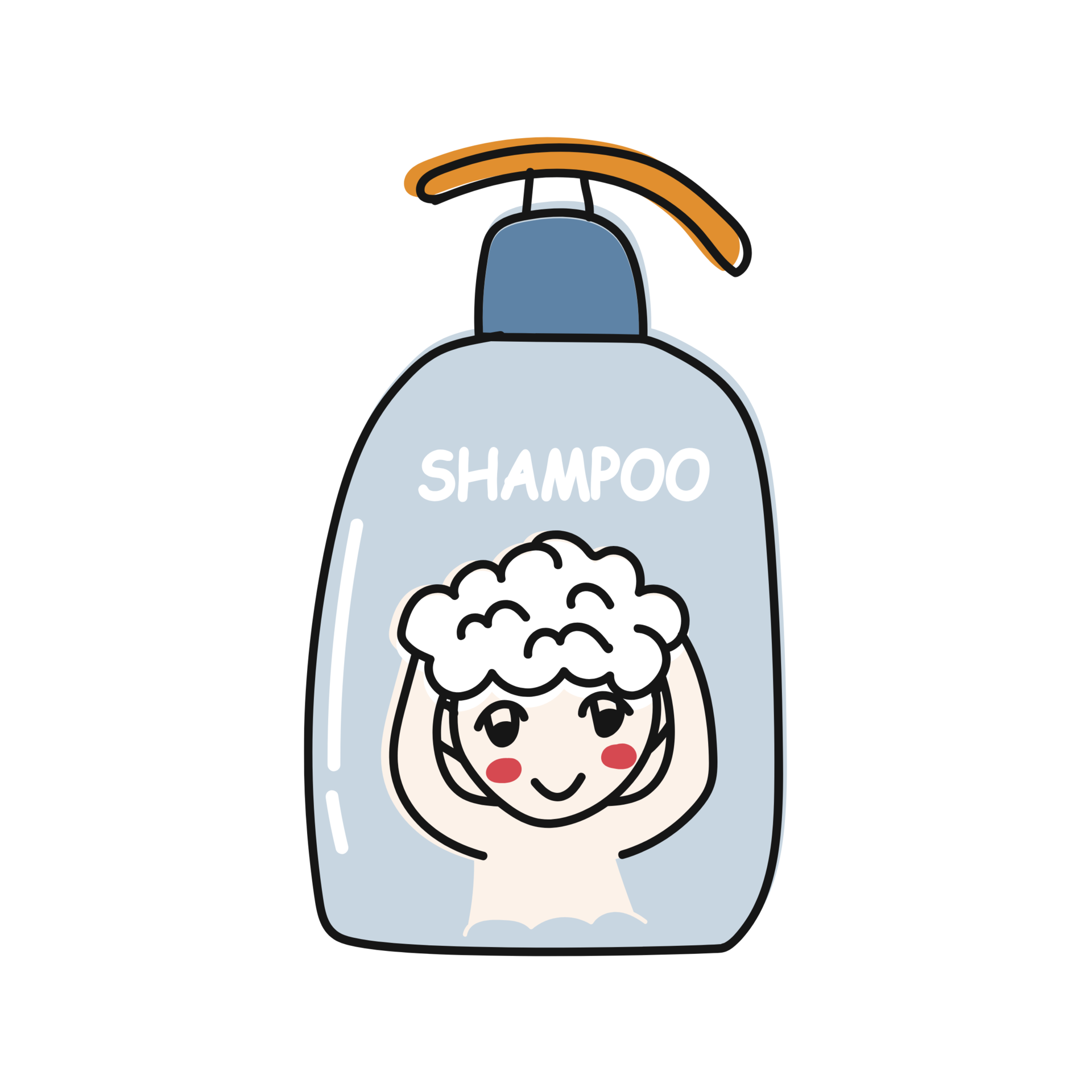 baby cosmetics shampoo bottles with kids design colored illustration