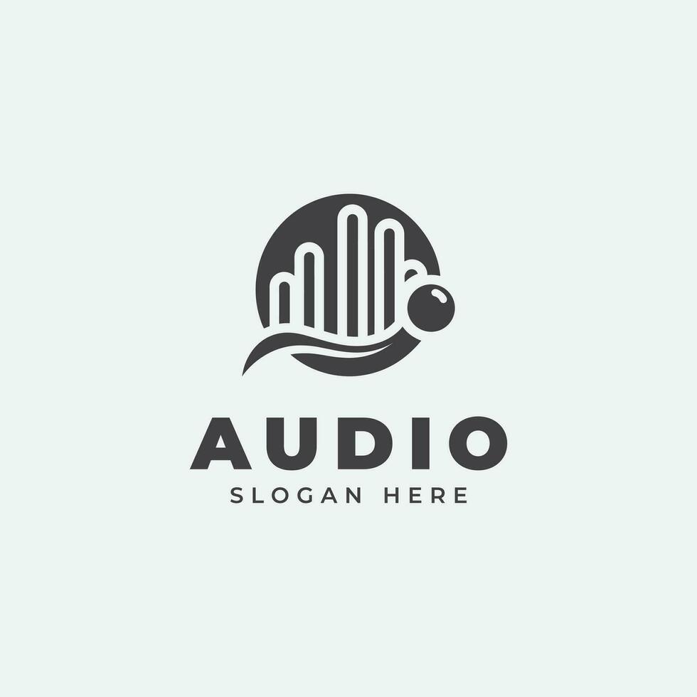 audio logo design, in monochrome, flat style, black and white vector