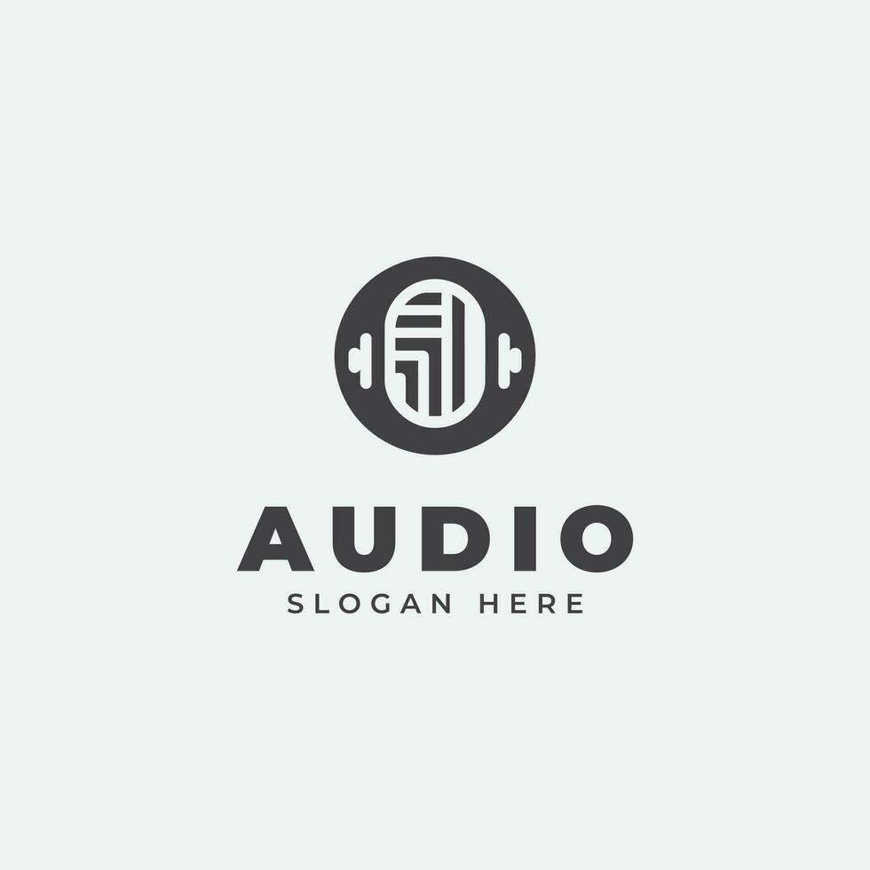 audio logo design, in monochrome, flat style, black and white vector