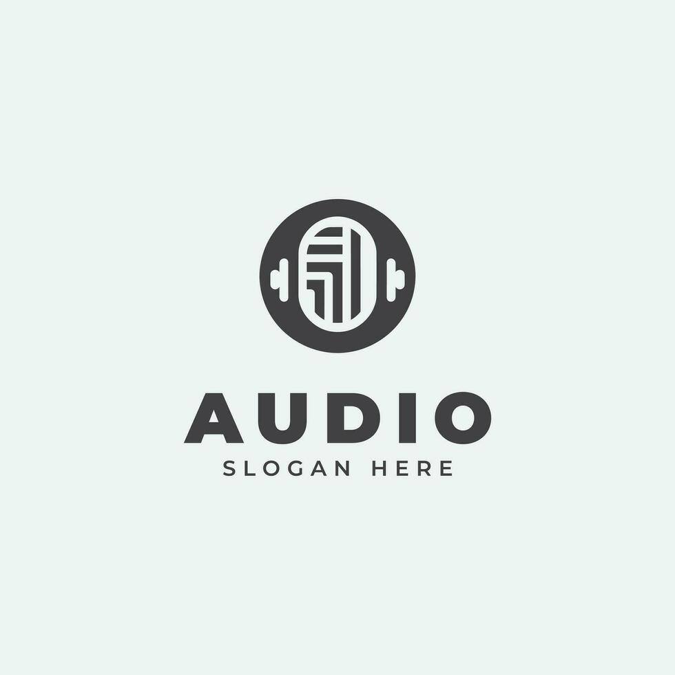 audio logo design, in monochrome, flat style, black and white vector