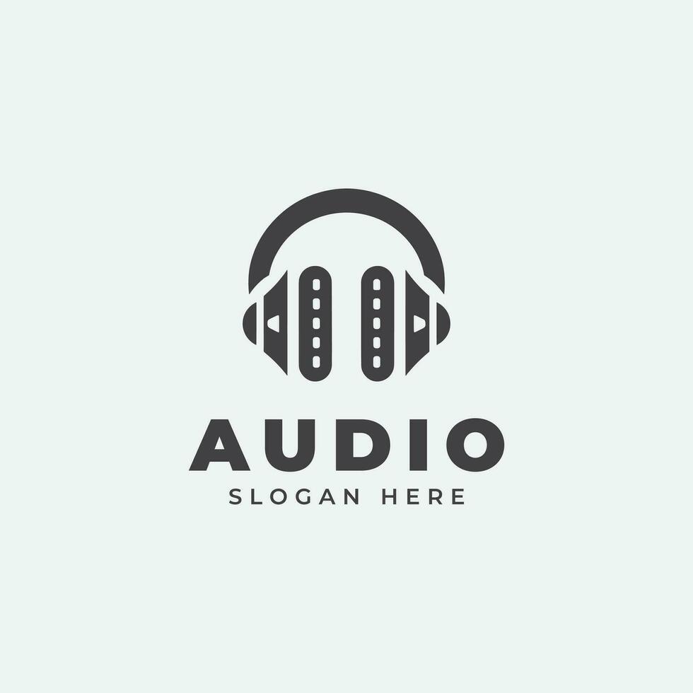 audio logo design, in monochrome, flat style, black and white vector