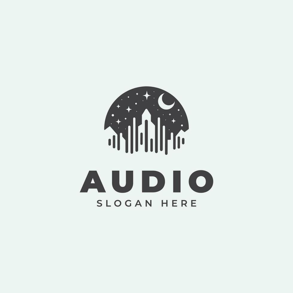 audio logo diseño, en monocromo, plano estilo, negro y blanco vector