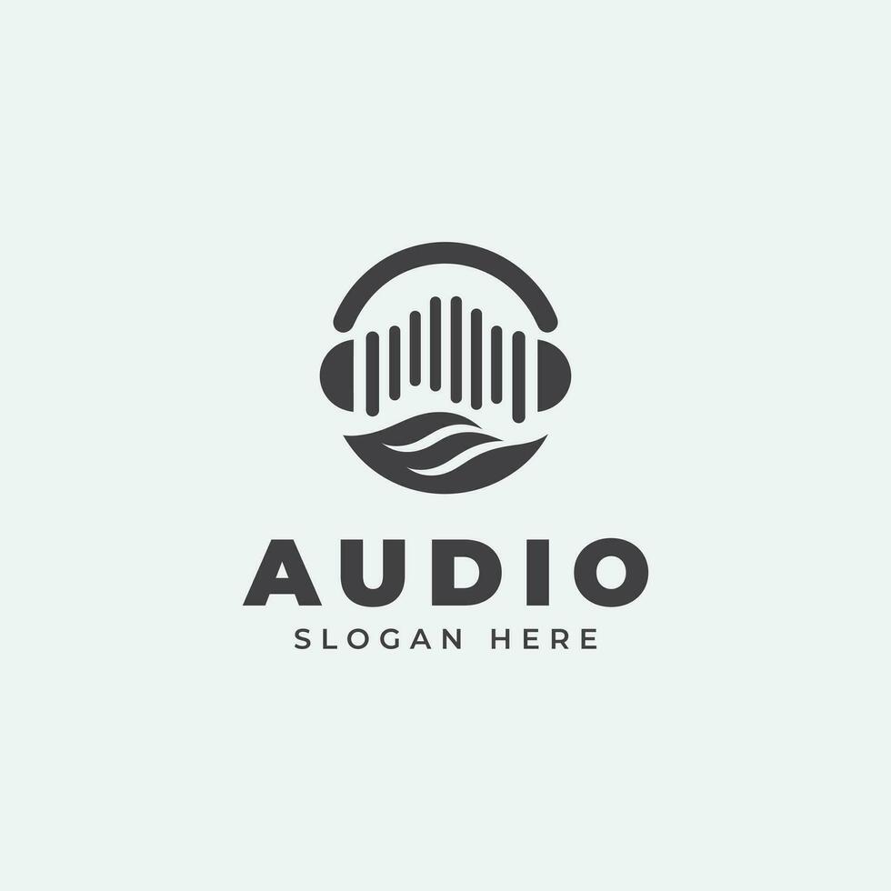 audio logo design, in monochrome, flat style, black and white vector