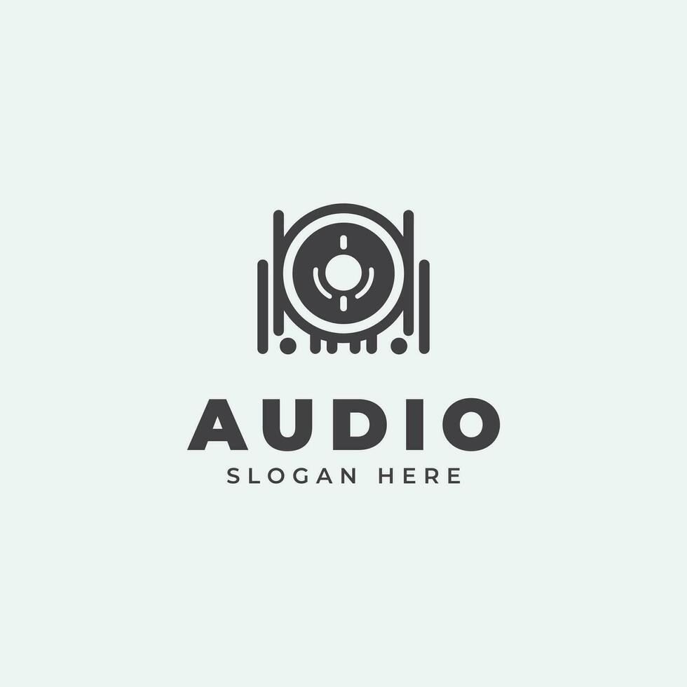 audio logo design, in monochrome, flat style, black and white vector