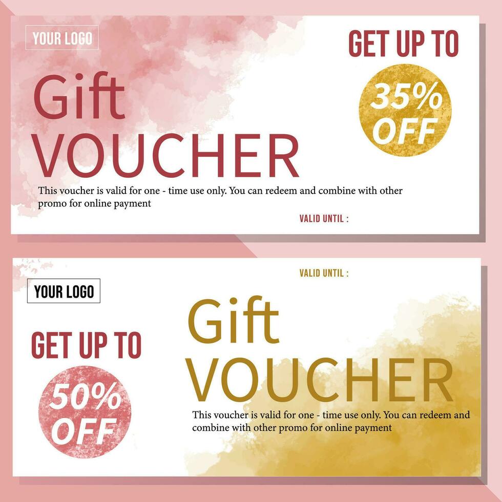 Pink Watercolor Gift Voucher Coupon Template Suitable for Salon, Spa, Restaurant, Fashion Store vector