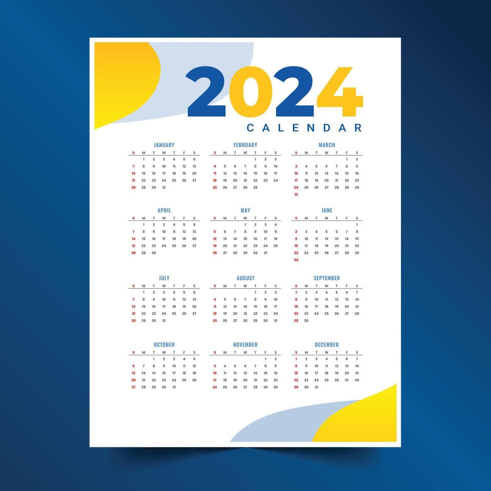 2024 nuevo año calendario diseño un Perfecto oficina papelería vector