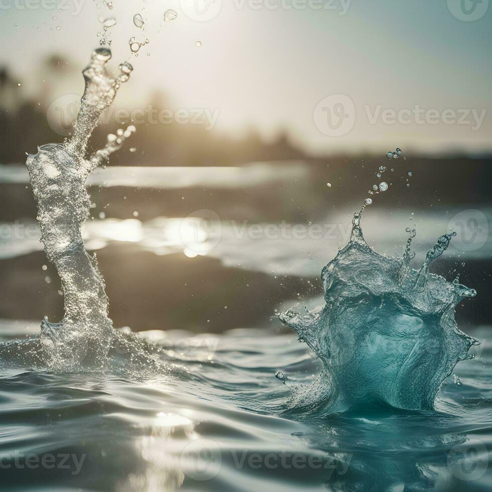 AI generated water splashing in the ocean photo