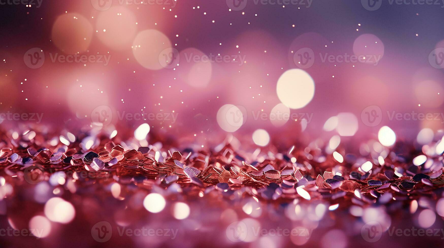 AI generated Pink glitter background with bokeh lights background. Abstract shiny pink glitter texture, defocused light wallpaper. Generative AI photo