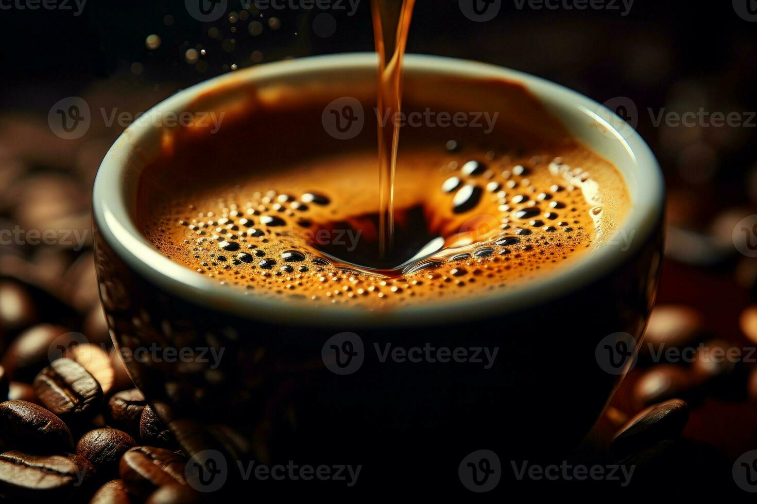 AI generated Satisfying Espresso foam cup shot. Generate Ai photo