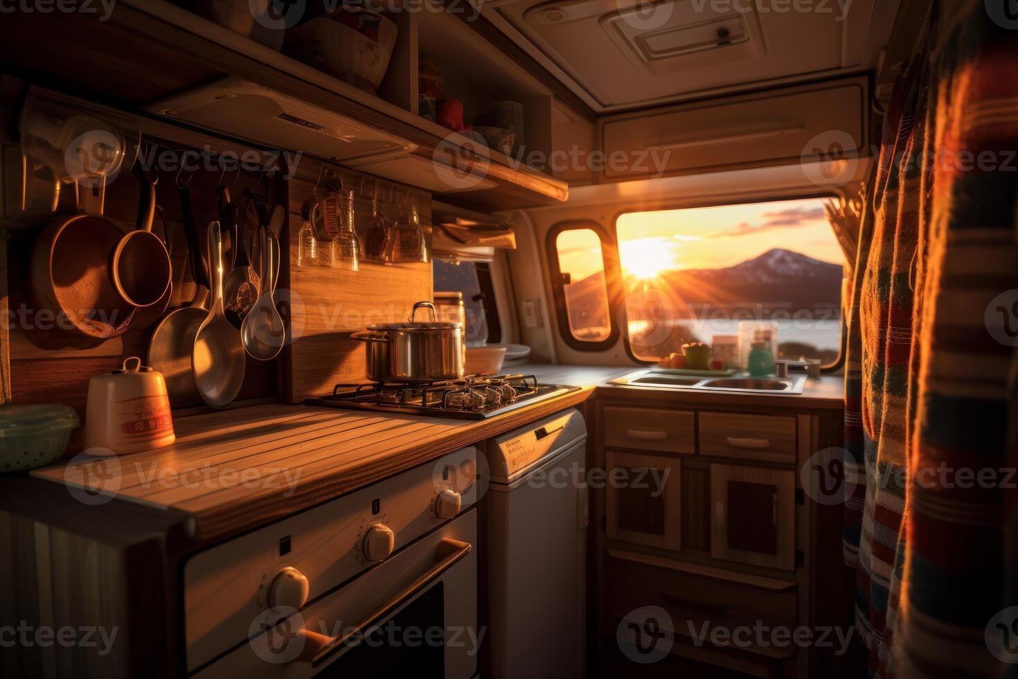 AI generated Versatile Kitchen campervan. Generate Ai photo