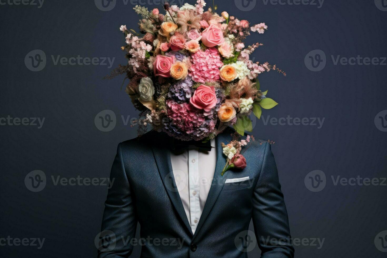 AI generated Elegant Man suit bouquet. Generate Ai photo