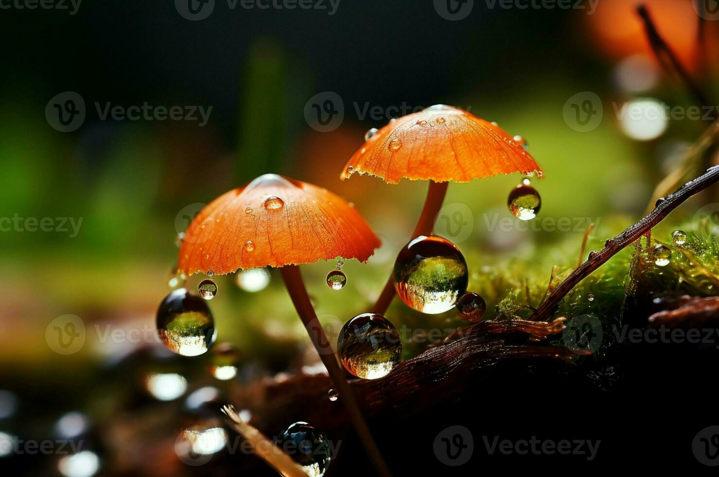 AI generated Intricate Macro drops nature. Generate Ai photo