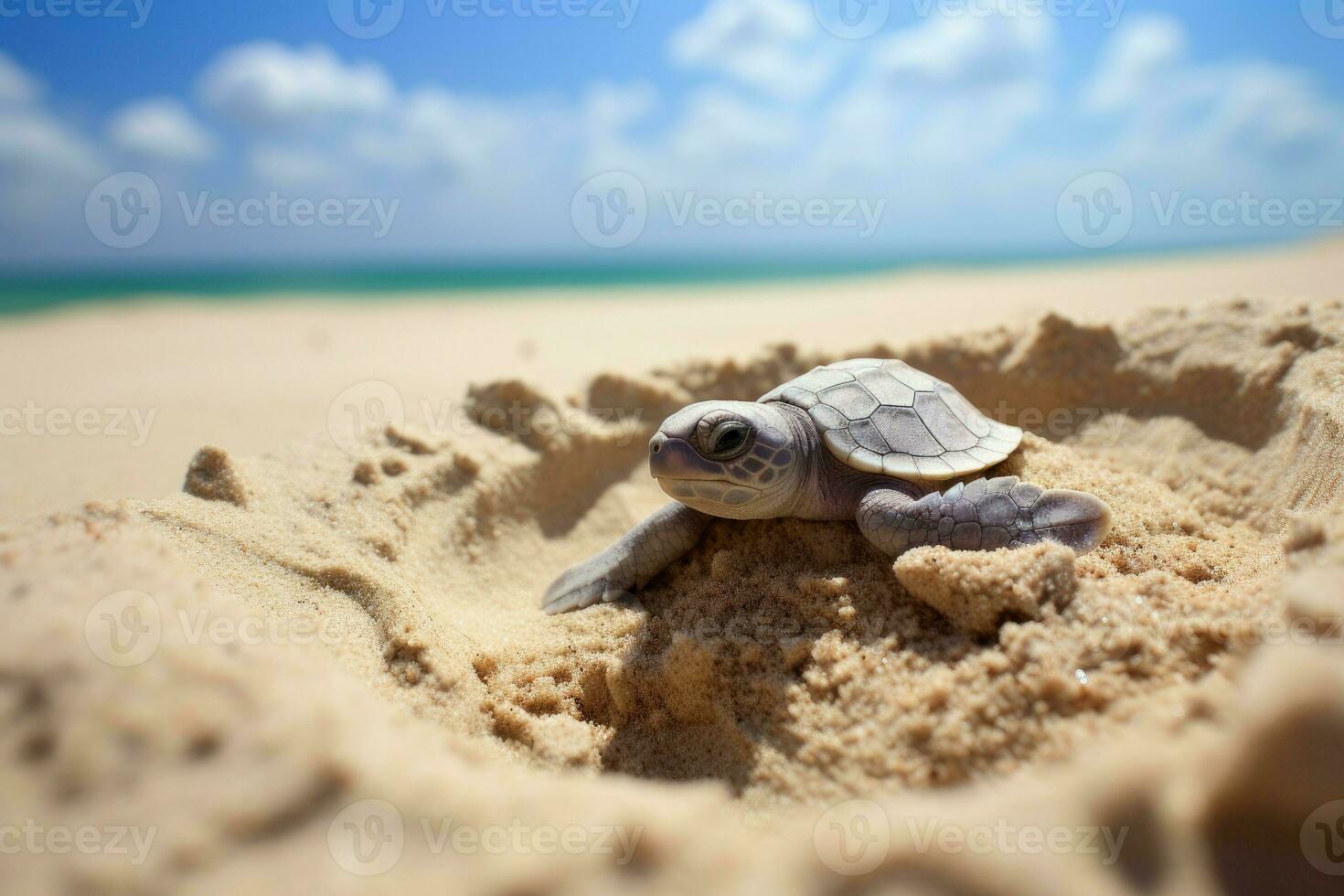 AI generated Peaceful Little turtle sleeping. Generate Ai photo