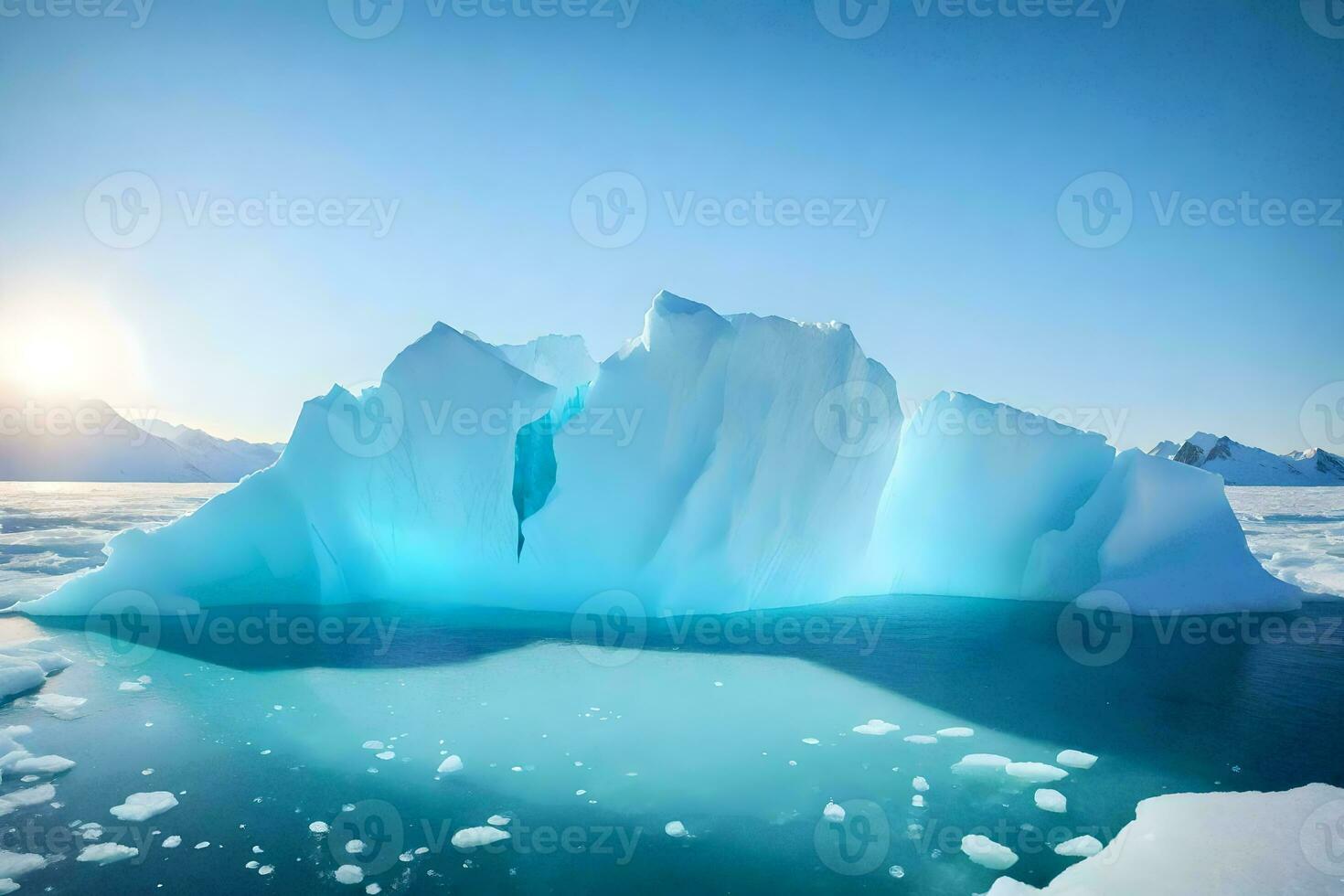 AI generated icebergs floating in the ocean photo