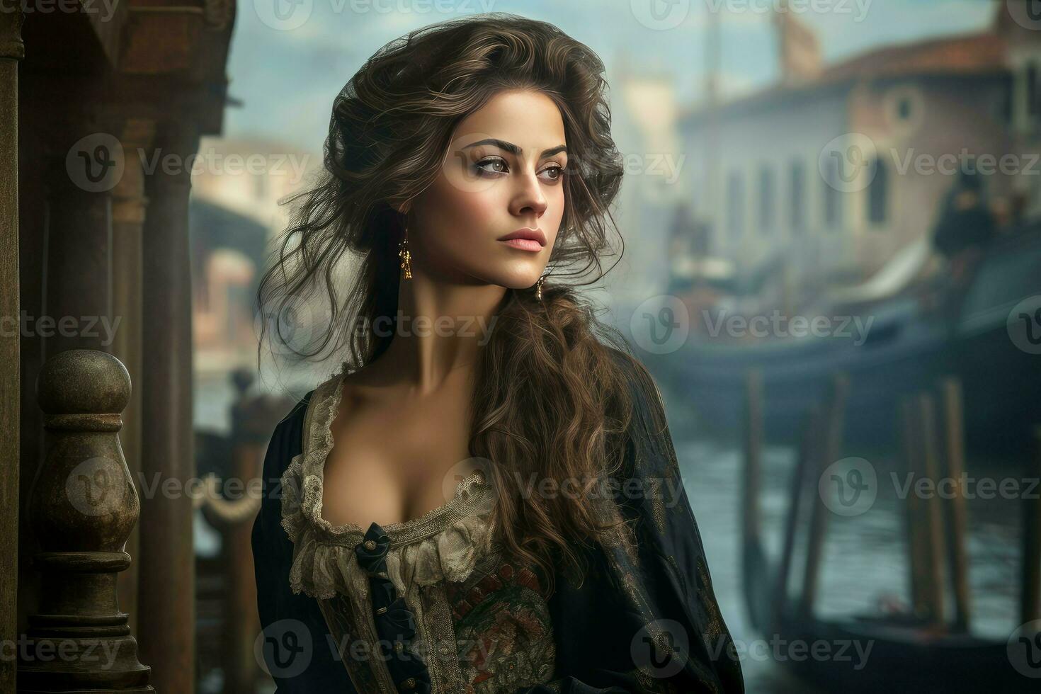 AI generated Woman old venice. Generate Ai photo