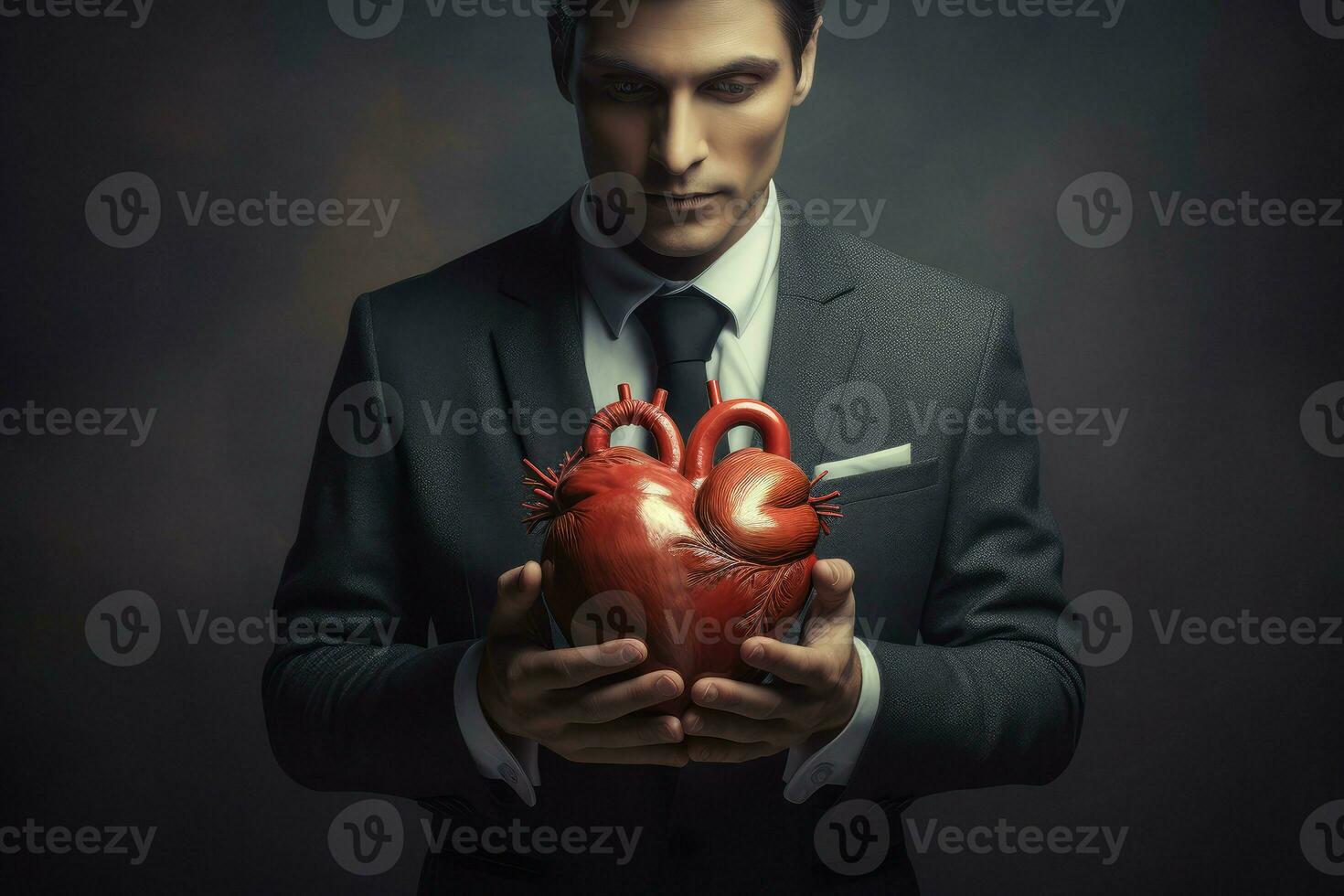 AI generated Man digital red heart. Generate Ai photo