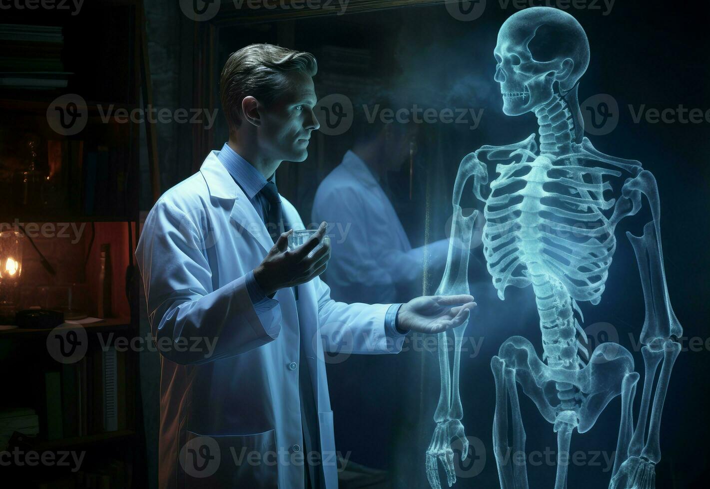 AI generated Attentive Male doctor xray roentgen. Generate Ai photo