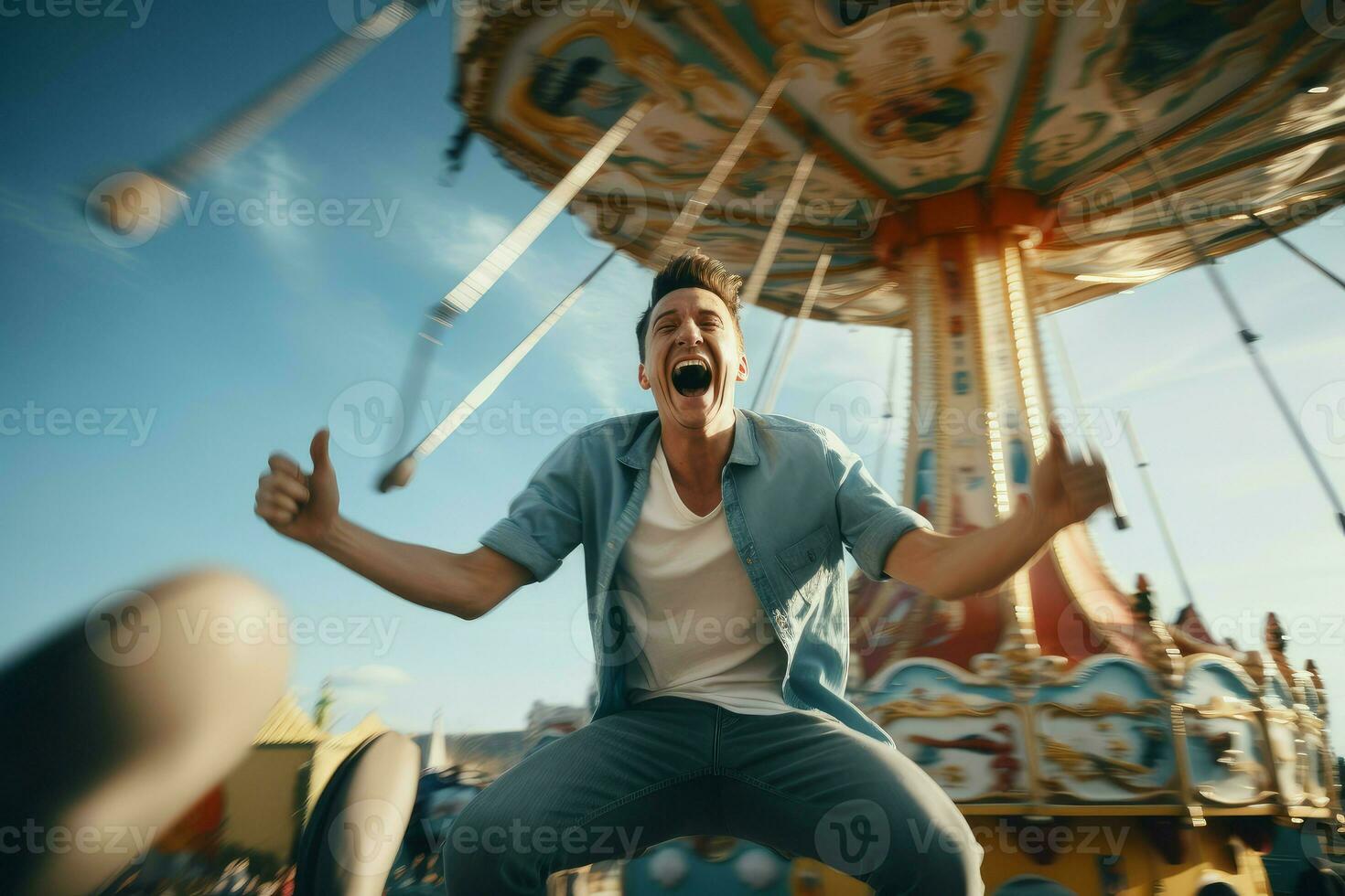 ai generado apto para familias hombre diversión parque. generar ai foto