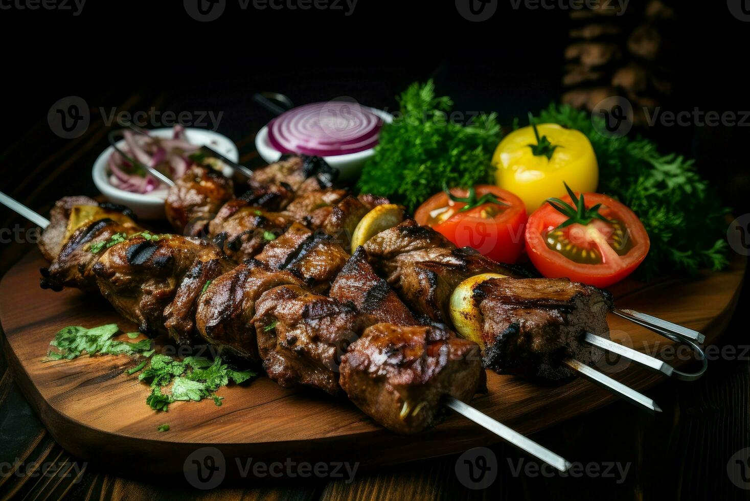 AI generated Spiced Grilled kebab. Generate Ai photo