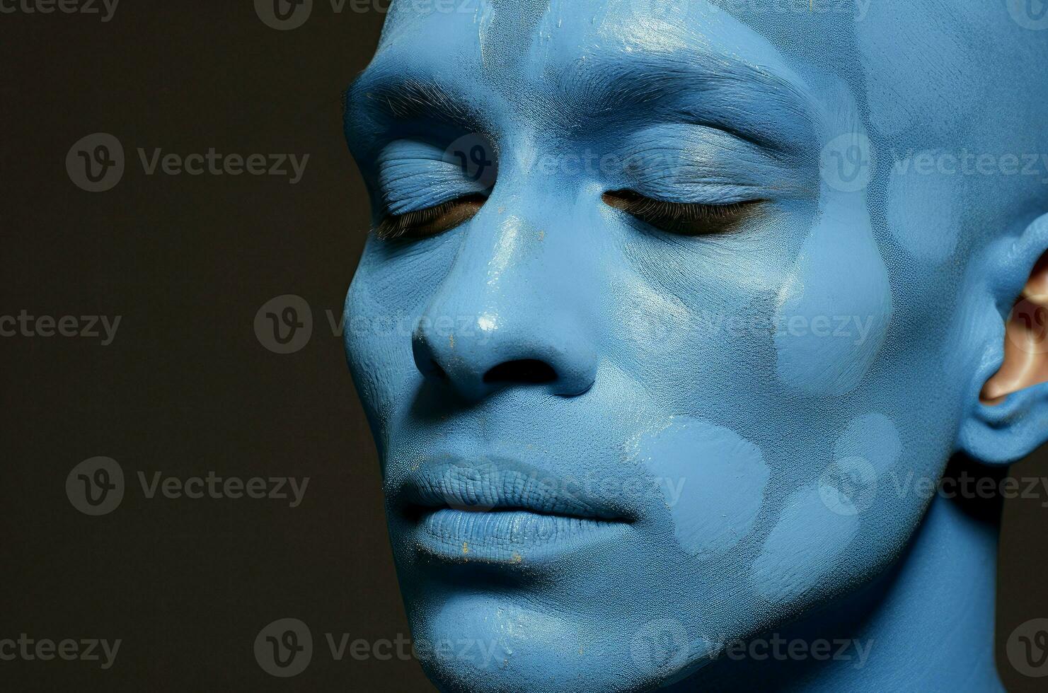 AI generated Otherworldly Man blue skin face. Generate Ai photo