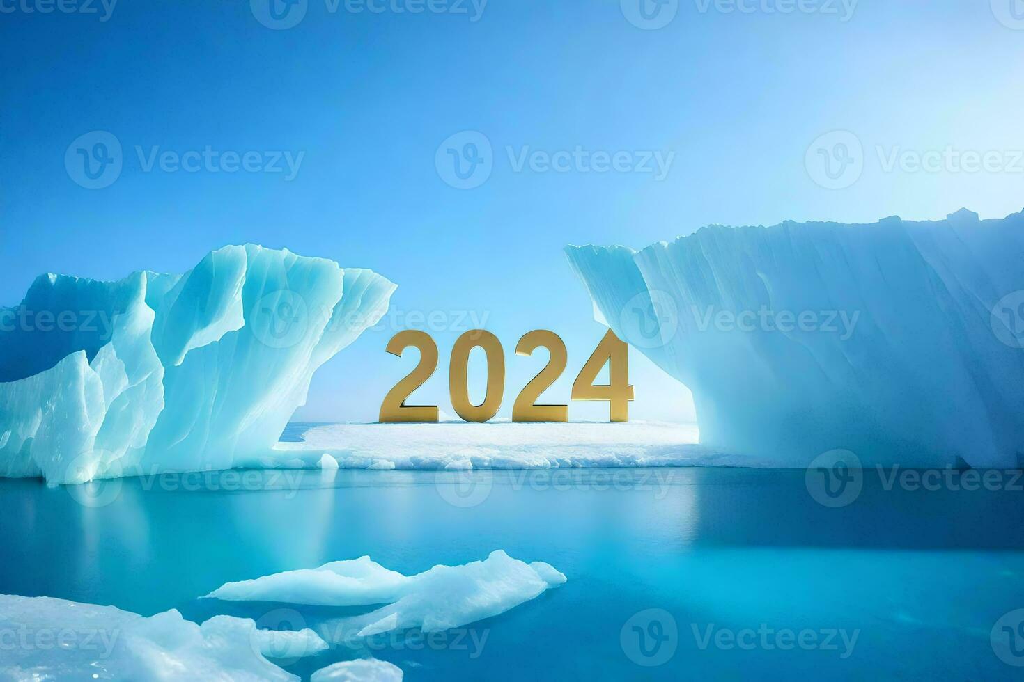 AI generated the number 2020 is shown on an iceberg photo