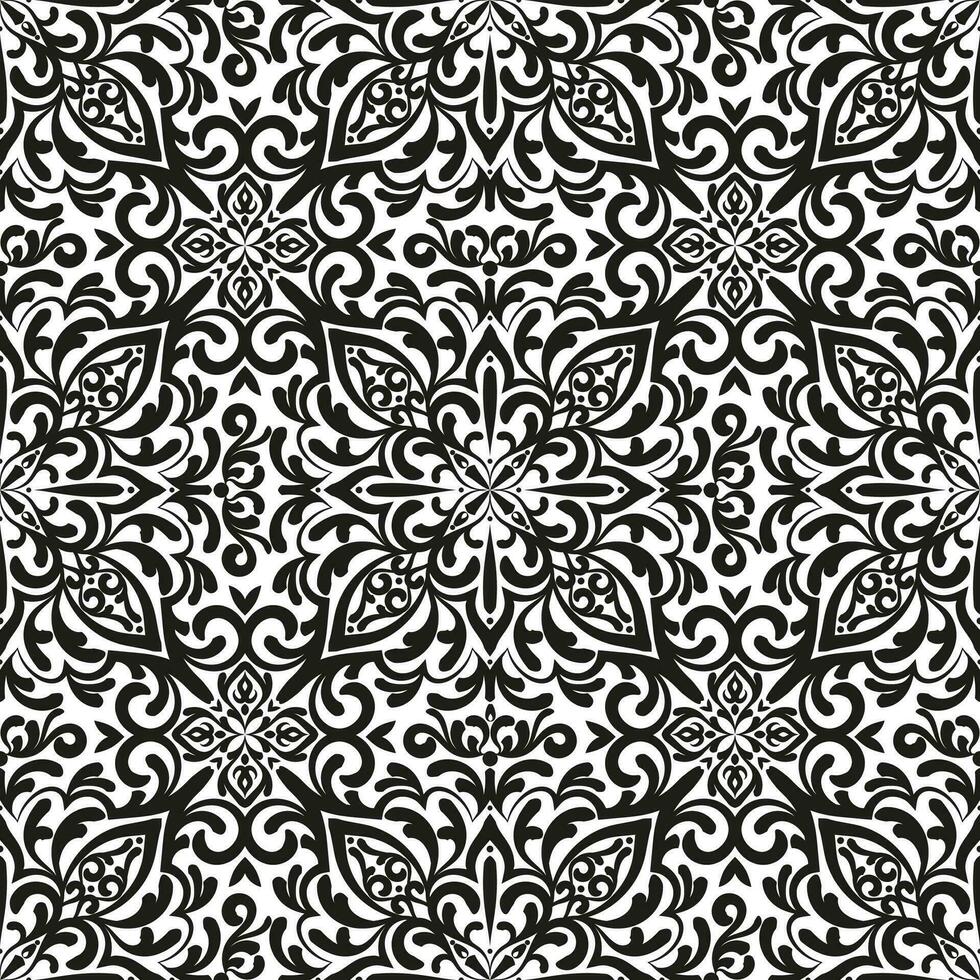 Damask seamless pattern. Royal endless background for wallpaper, fabric, wrapping, textile. Black ornaments on a transparent background vector