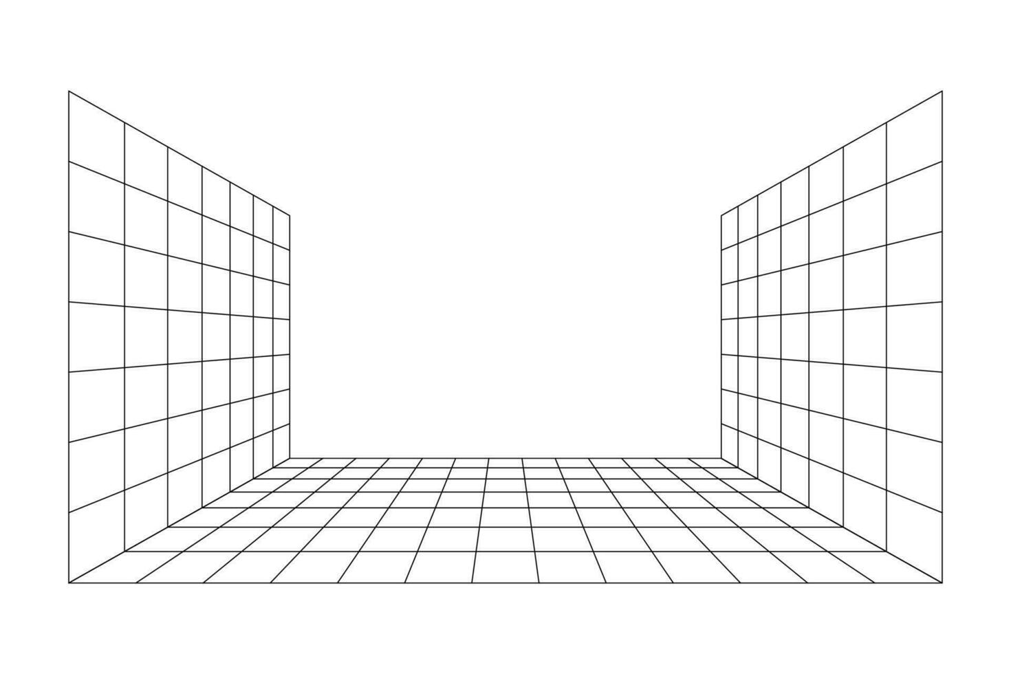 Perspective grid room background vector illustration.