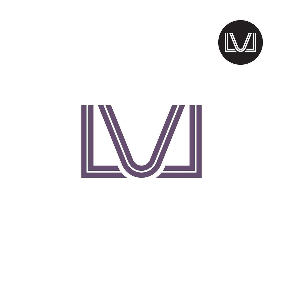 letra lvl monograma logo diseño con líneas vector