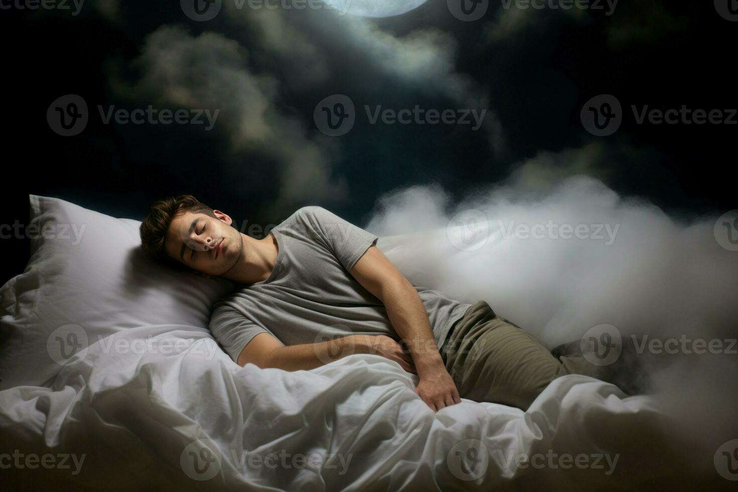 AI generated Restful Senior man sleeping. Generate Ai photo
