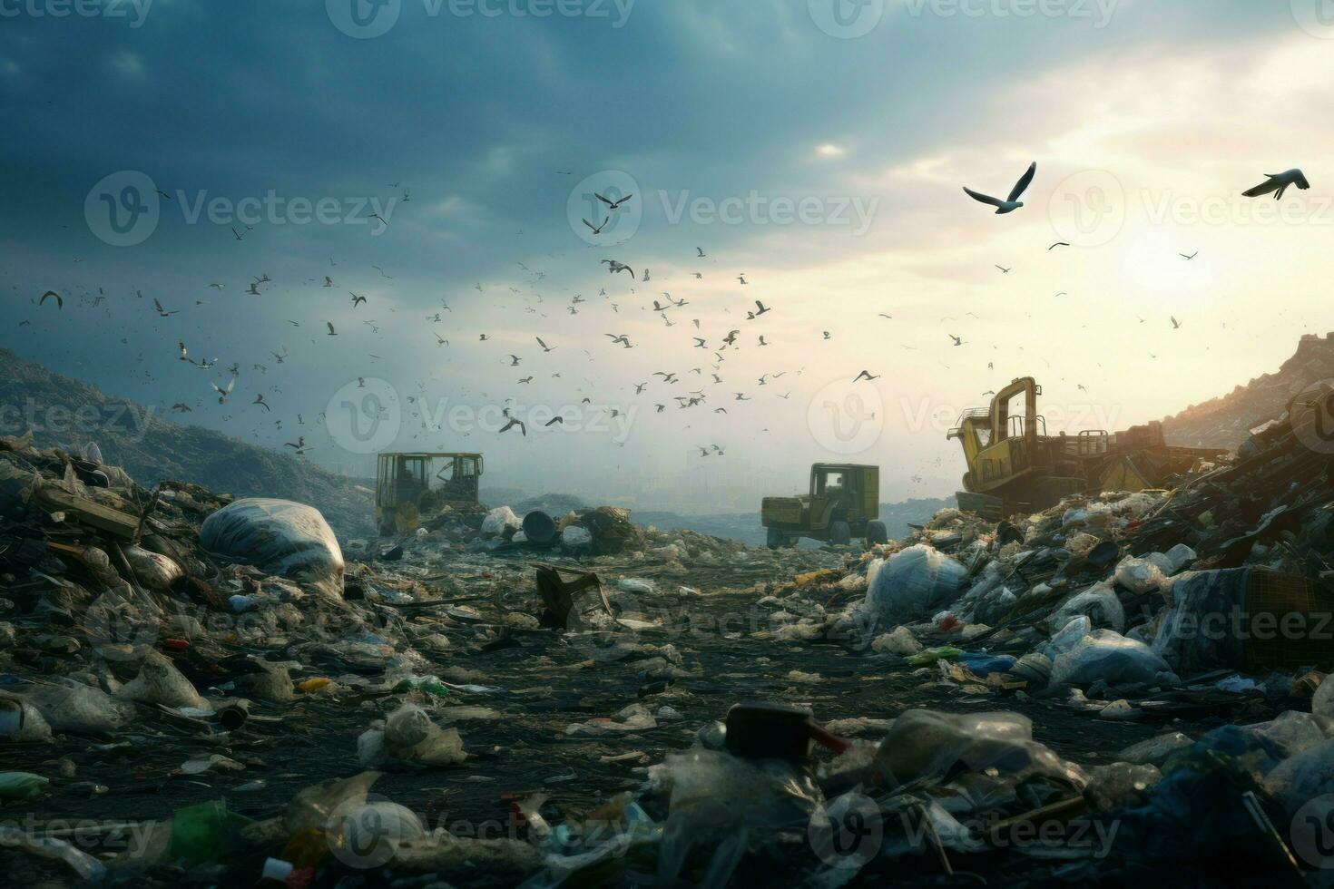 AI generated Expansive Landfill full. Generate Ai photo