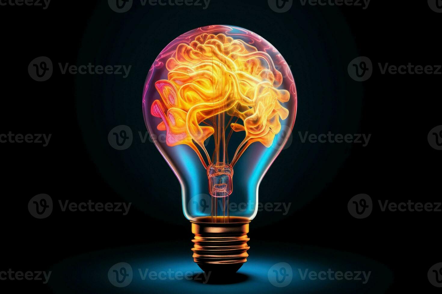 AI generated Original Lightbulb brain creative. Generate Ai photo