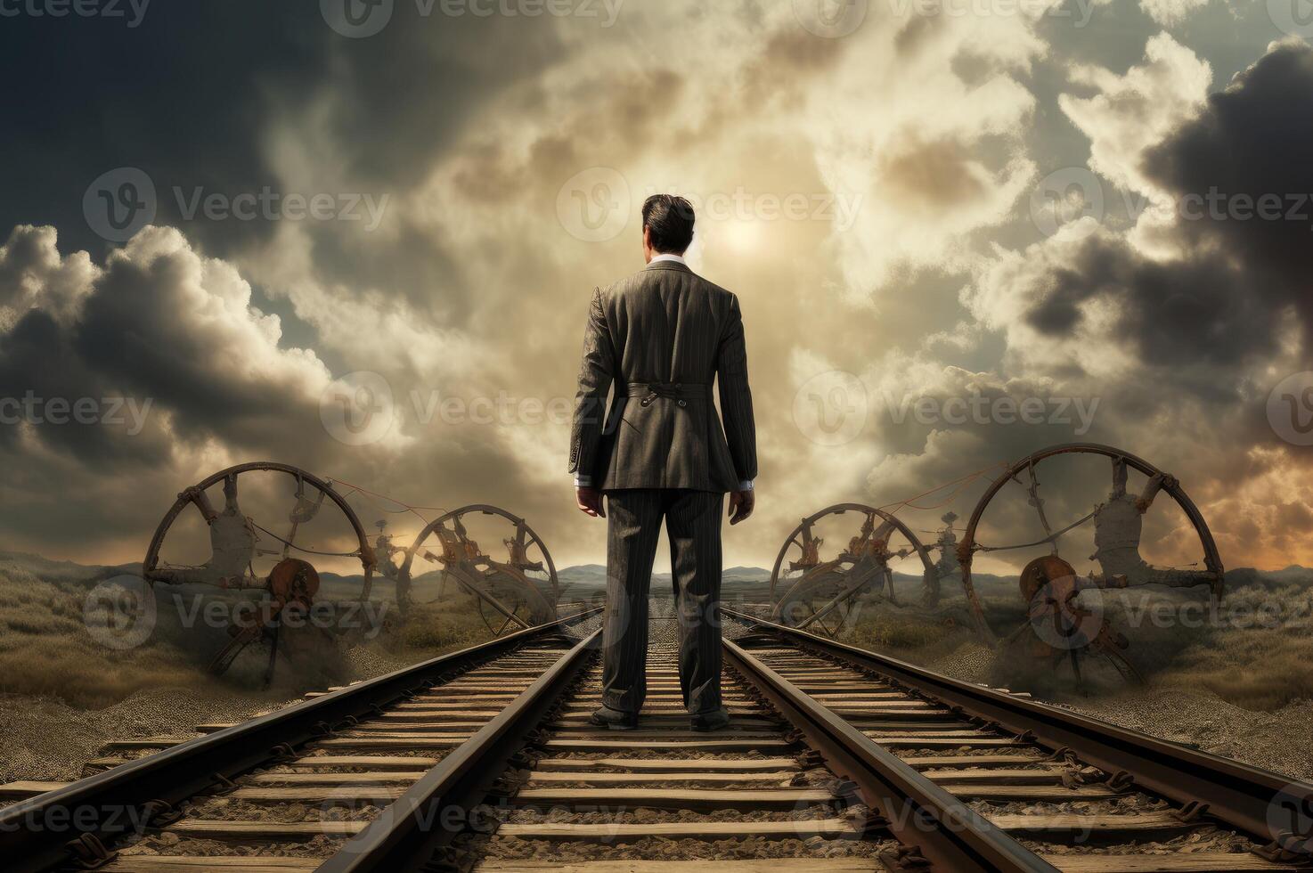 AI generated Innovative Man cross metal border. Generate Ai photo