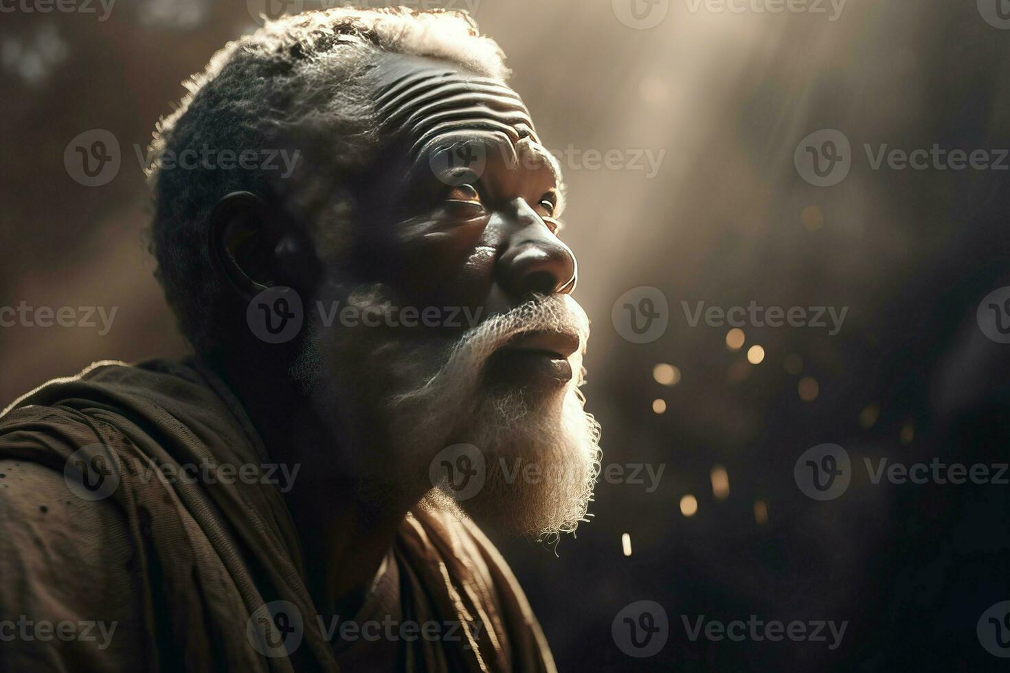 AI generated Black man prays. Generate AI photo