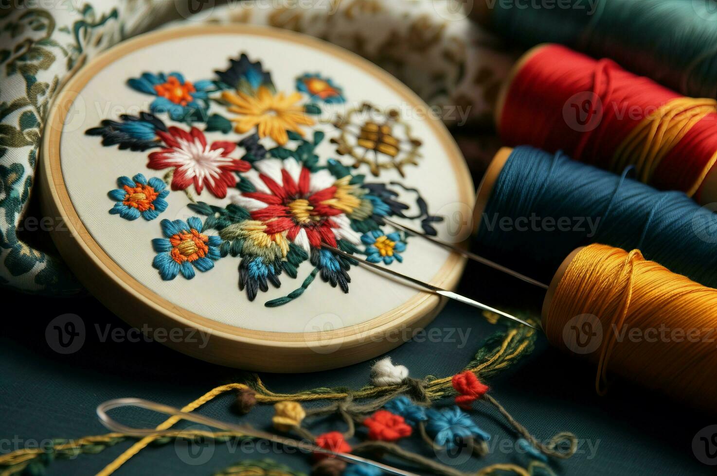 AI generated Embroidery creative handicraft hobby. Generate ai photo