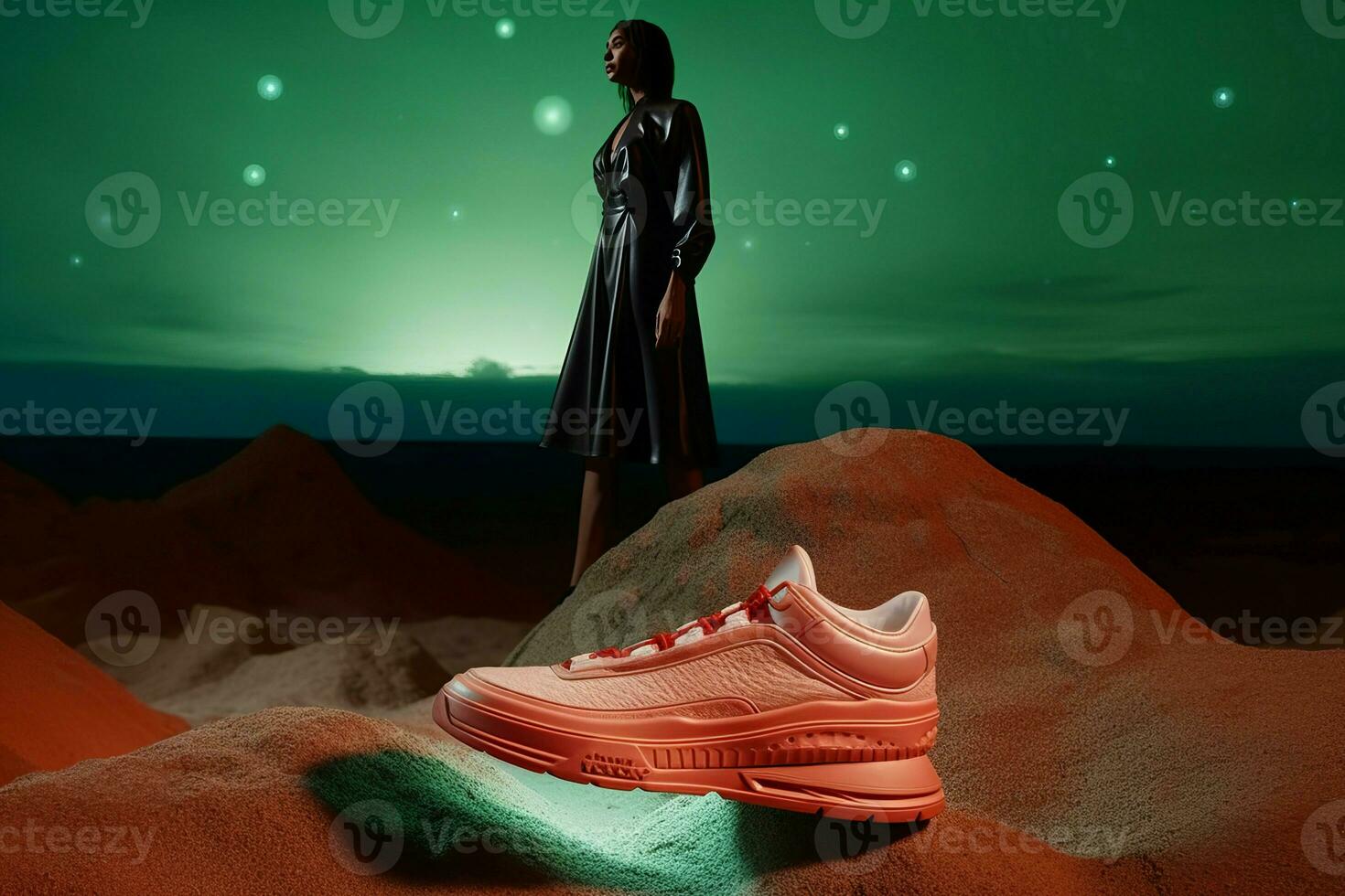 AI generated Bright shoes alien mars ufo. Generate ai photo