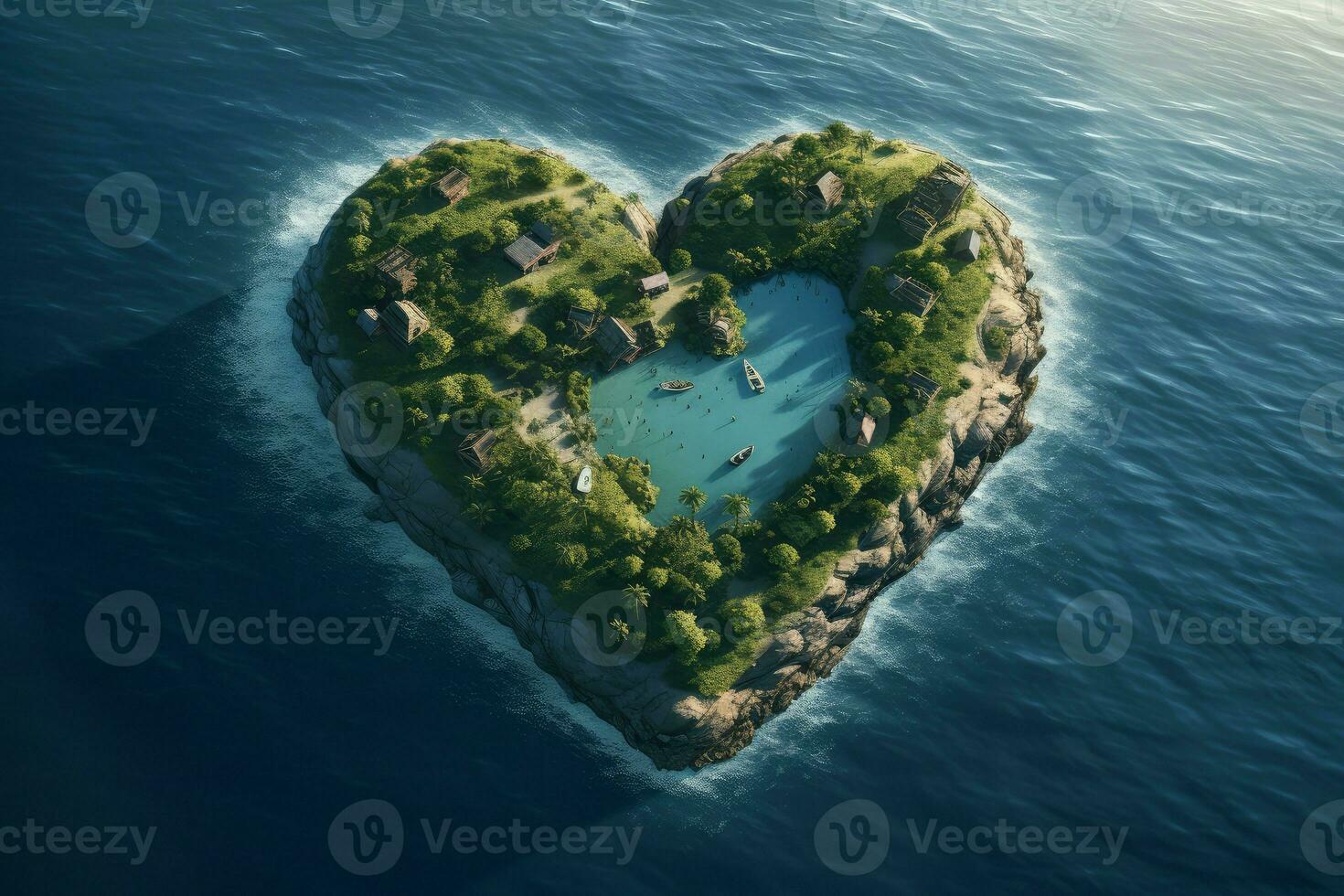 AI generated Tropical Heart island shape summer. Generate Ai photo