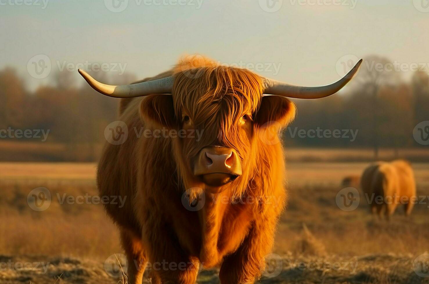 AI generated Highland cattle cow. Generate ai photo