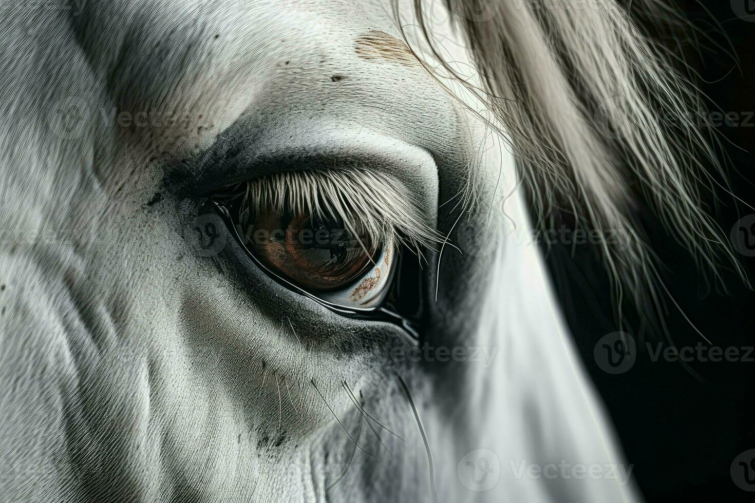 AI generated Majestic Horse head closeup. Generate Ai photo
