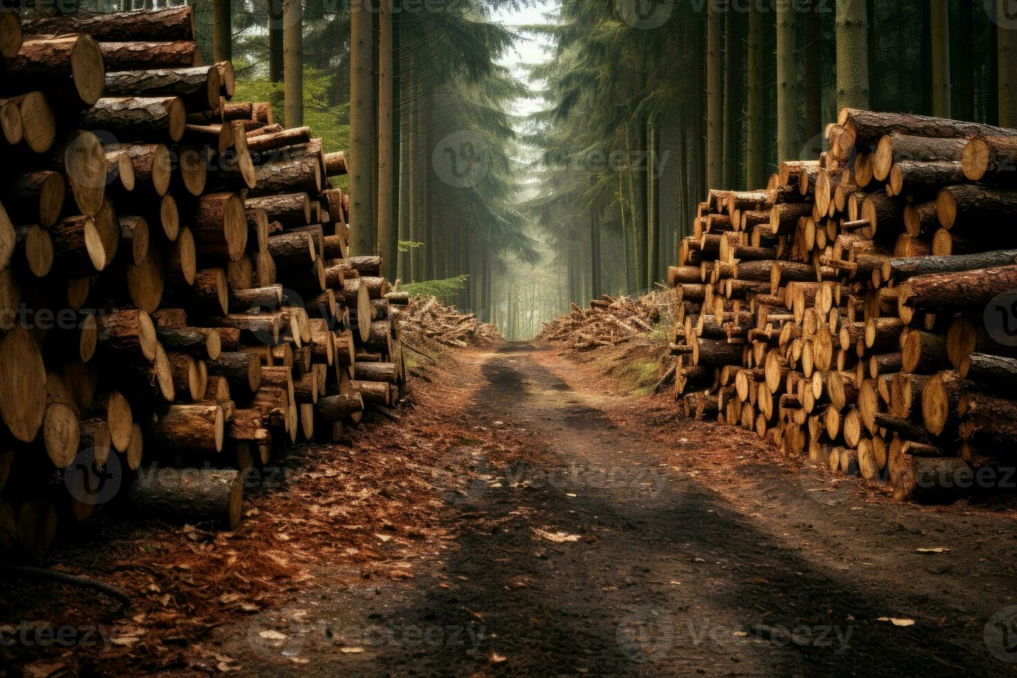 AI generated Versatile Long forest cutter trees. Generate Ai photo