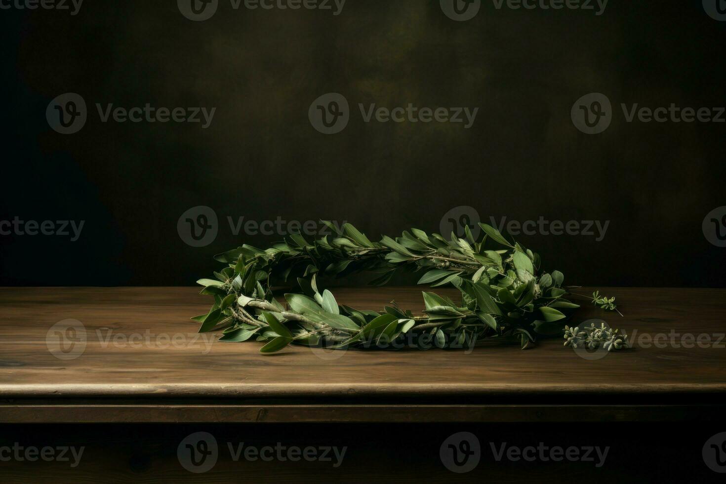 AI generated Antique Golden laurel table. Generate Ai photo