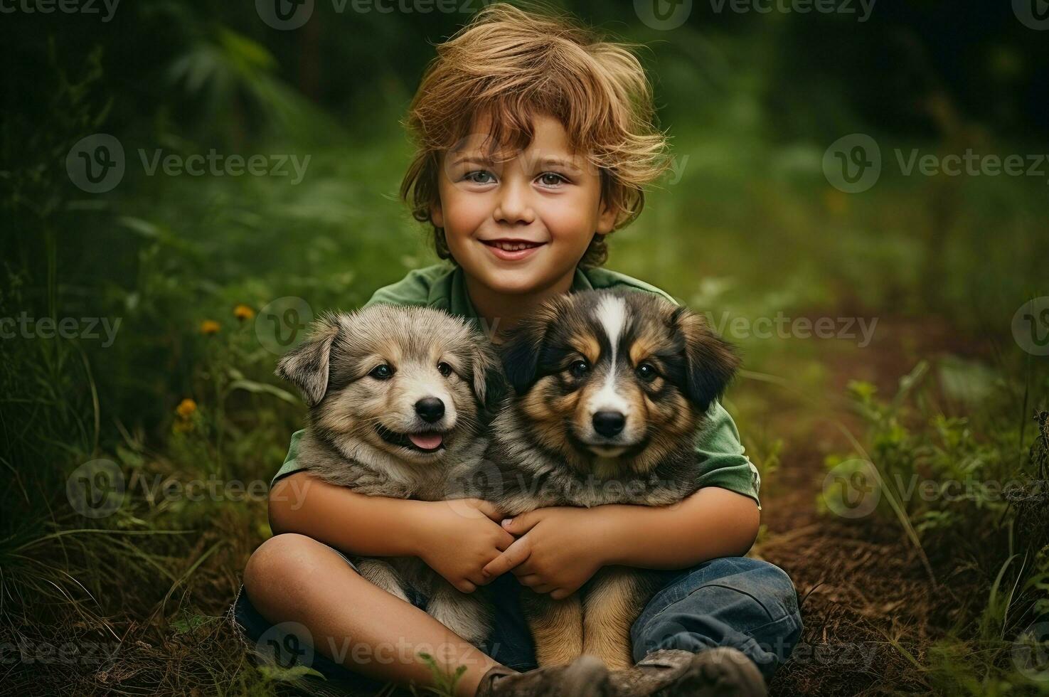 AI generated Fluffy Little boy cute puppy. Generate Ai photo