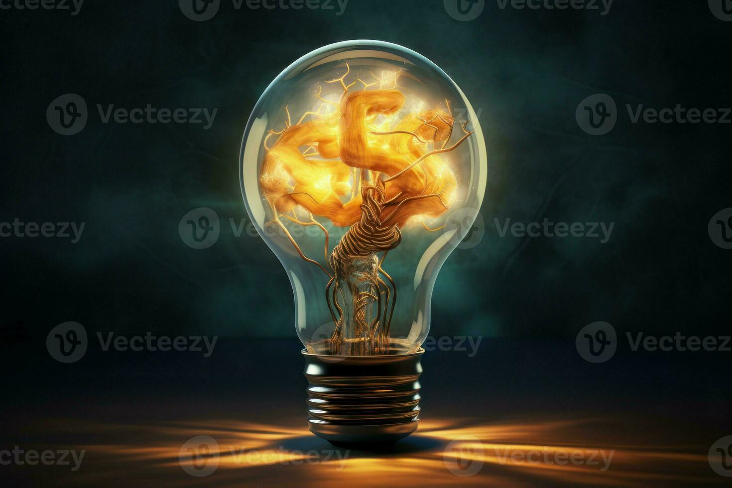 AI generated Ingenious Lightbulb brain creative. Generate Ai photo